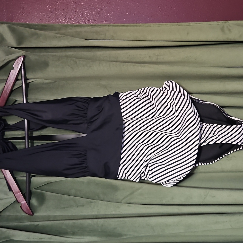 Black and White Striped Women's Swimsuit
